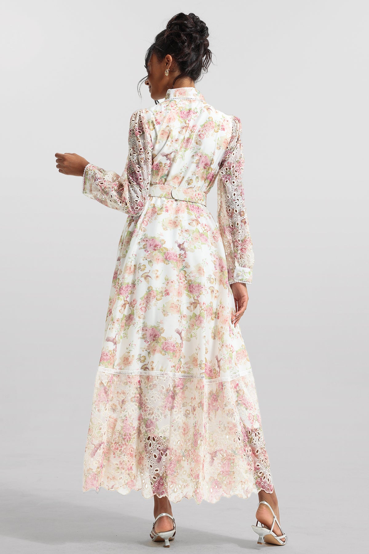 Lace Bottom Midi Dress With Belt