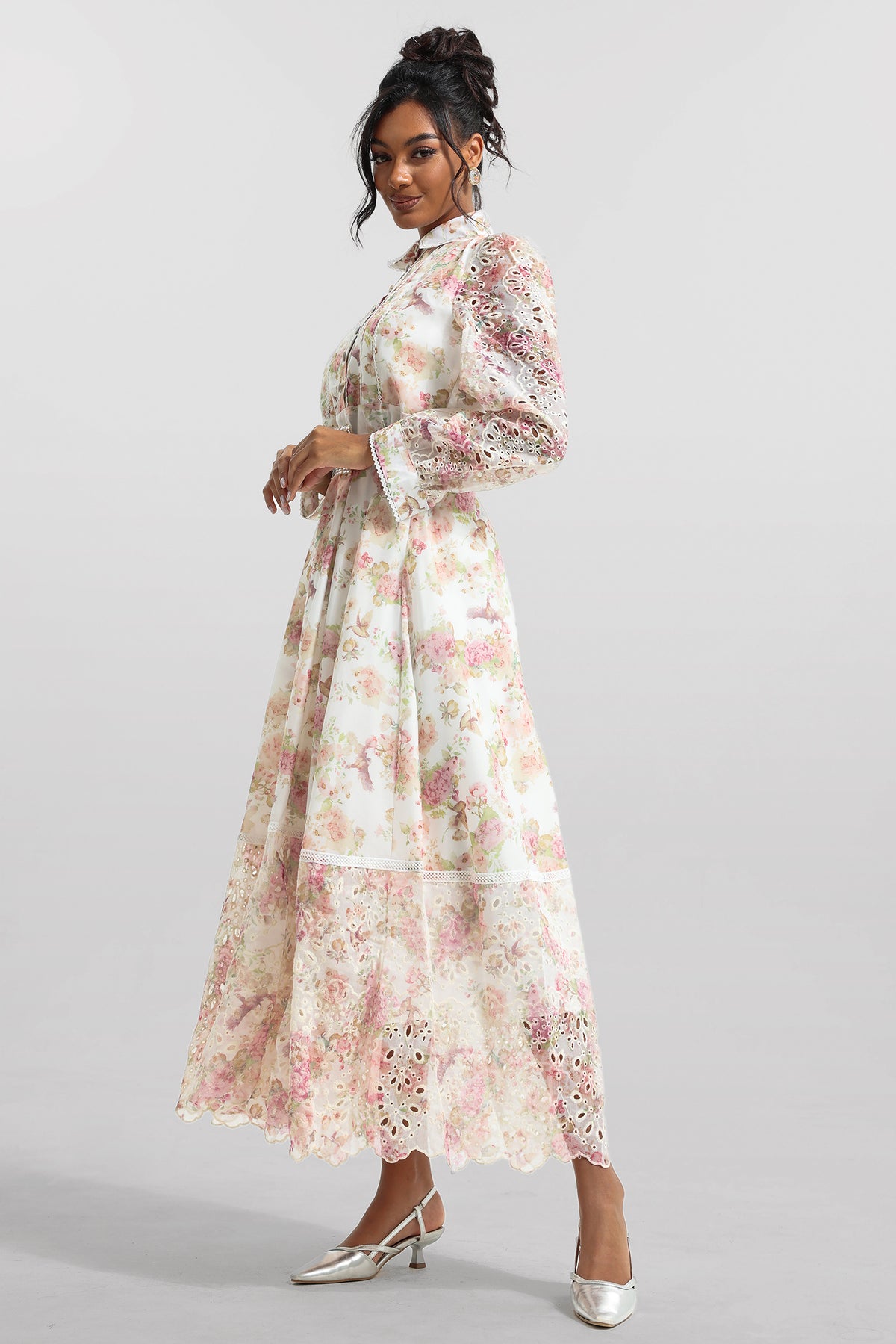 Lace Bottom Midi Dress With Belt