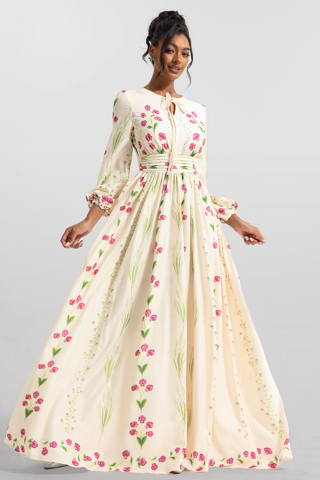 Print Long Sleeve Maxi Dress