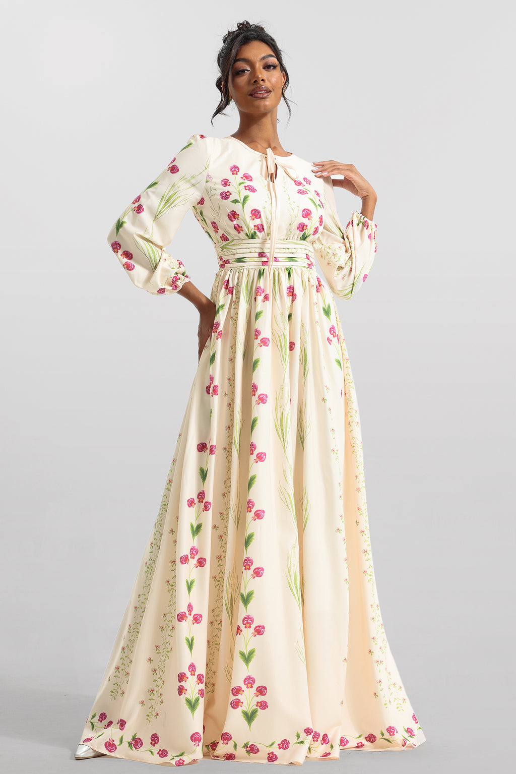 Print Long Sleeve Maxi Dress