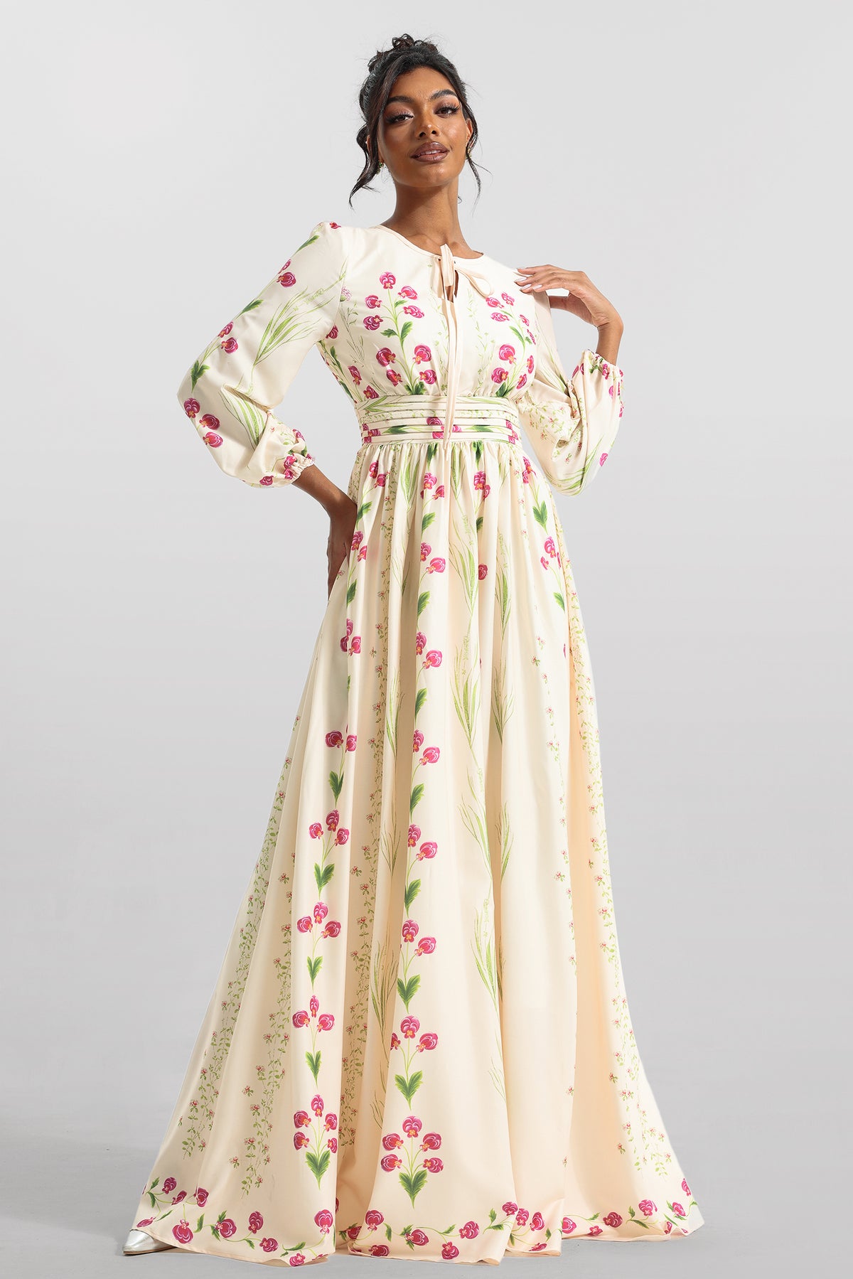 Print Long Sleeve Maxi Dress