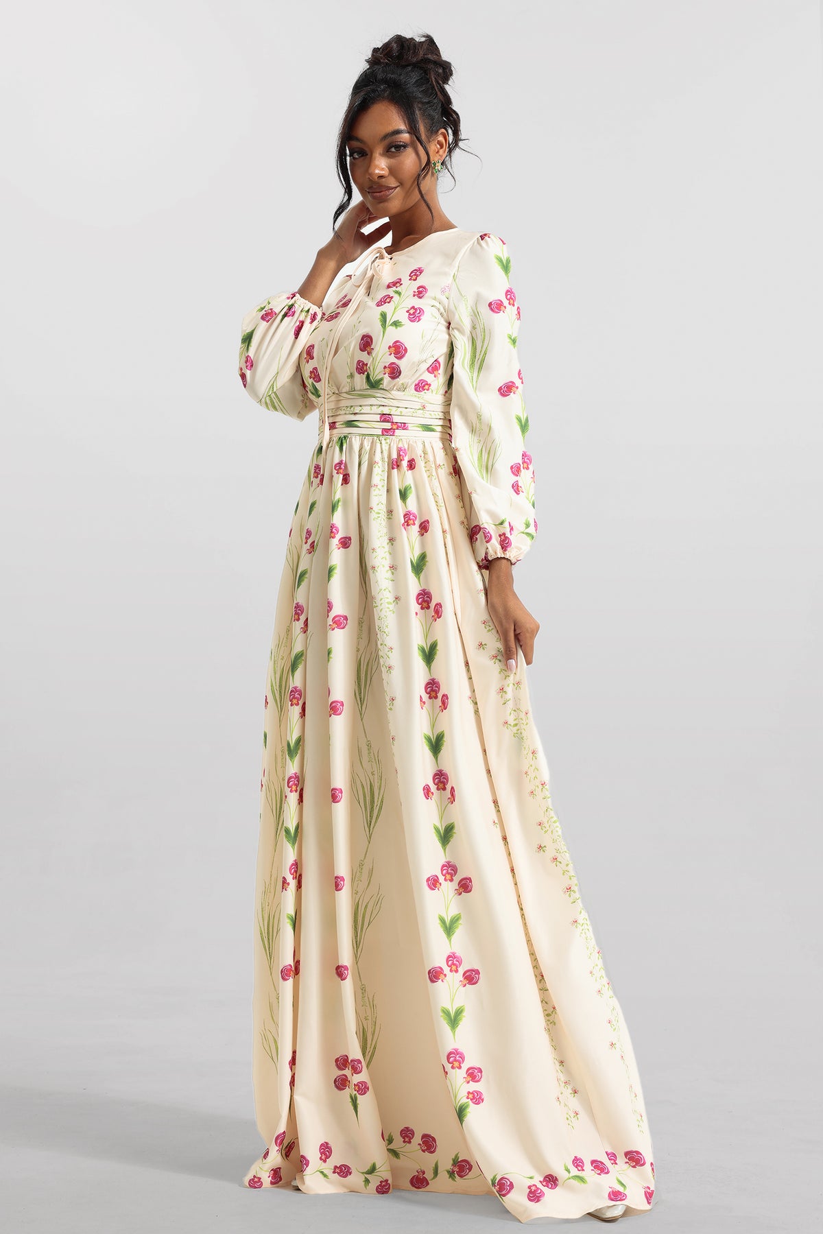 Print Long Sleeve Maxi Dress