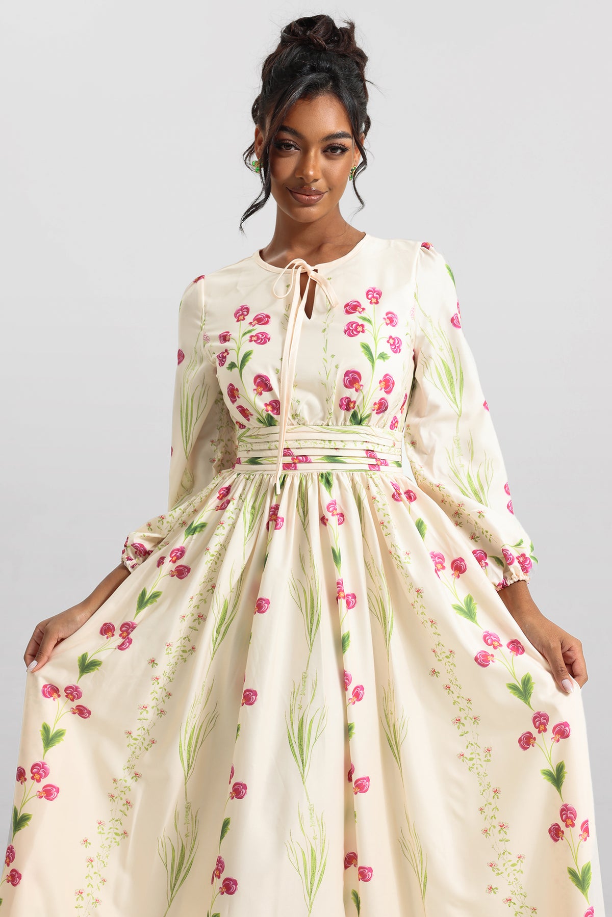 Print Long Sleeve Maxi Dress