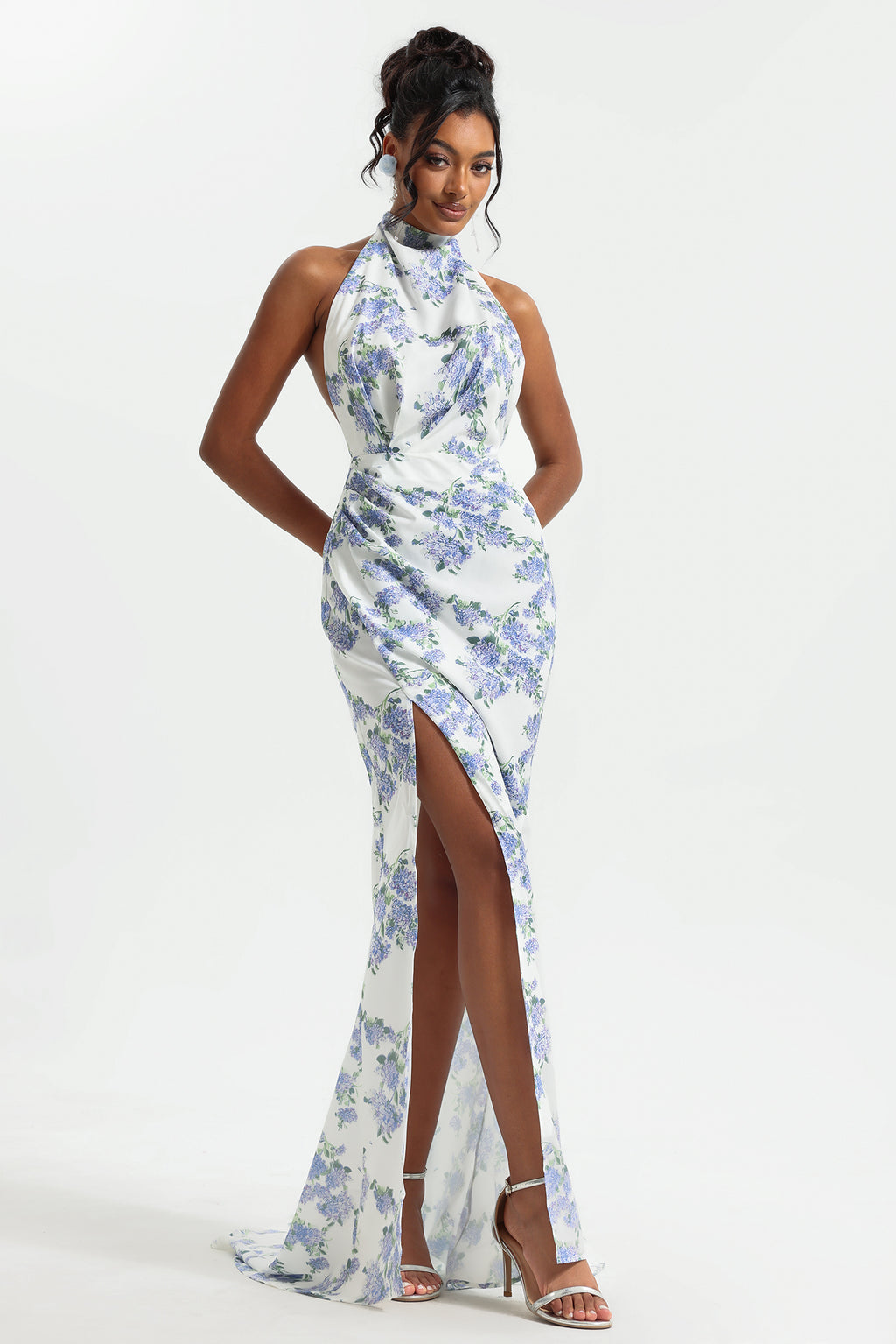 Halter Neck Split Maxi Dress