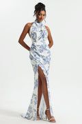 Halter Neck Split Maxi Dress