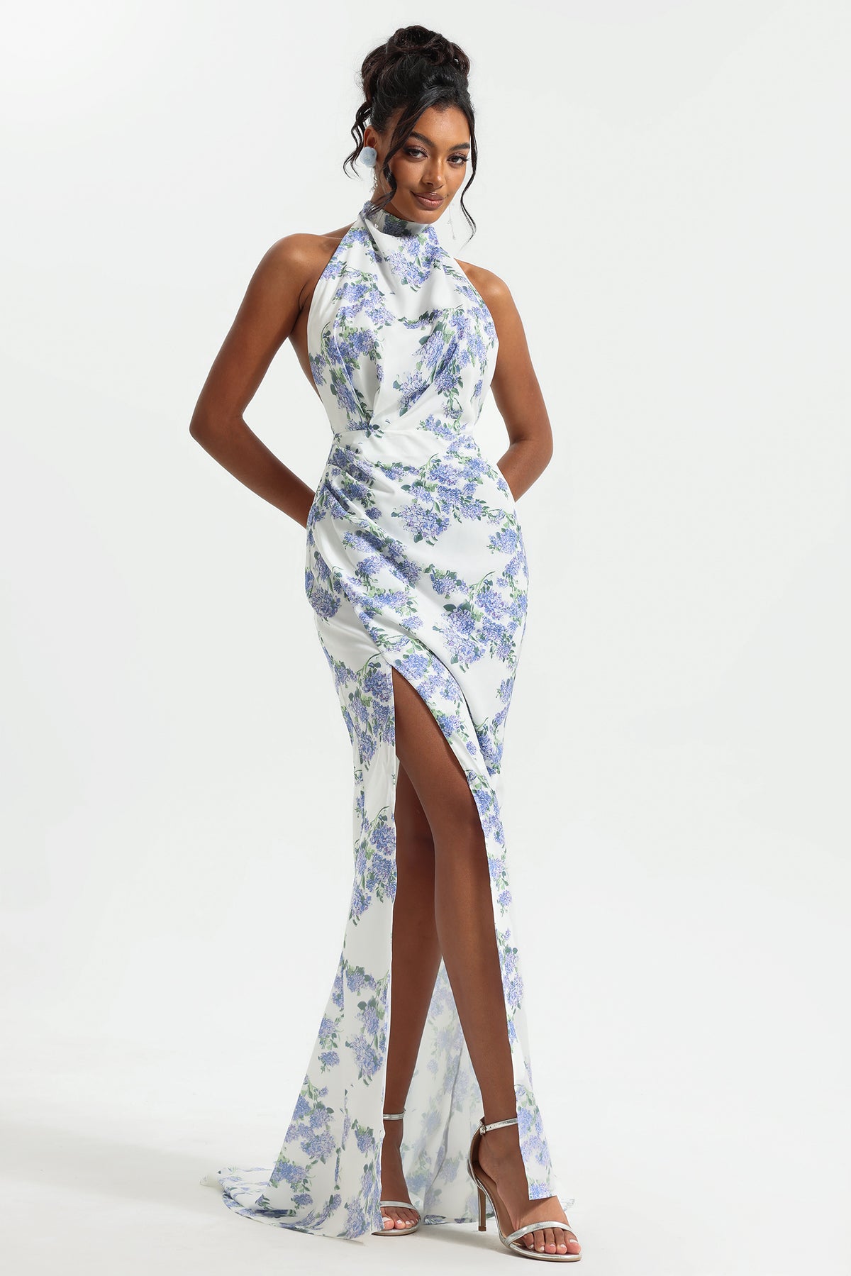 Halter Neck Split Maxi Dress