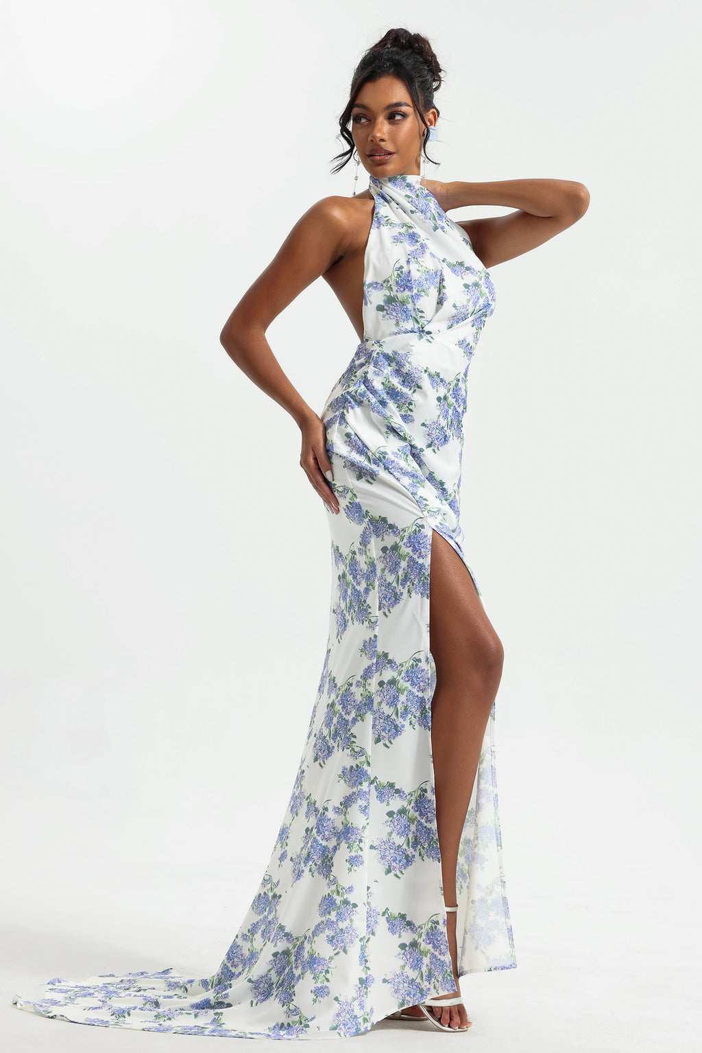 Halter Neck Split Maxi Dress