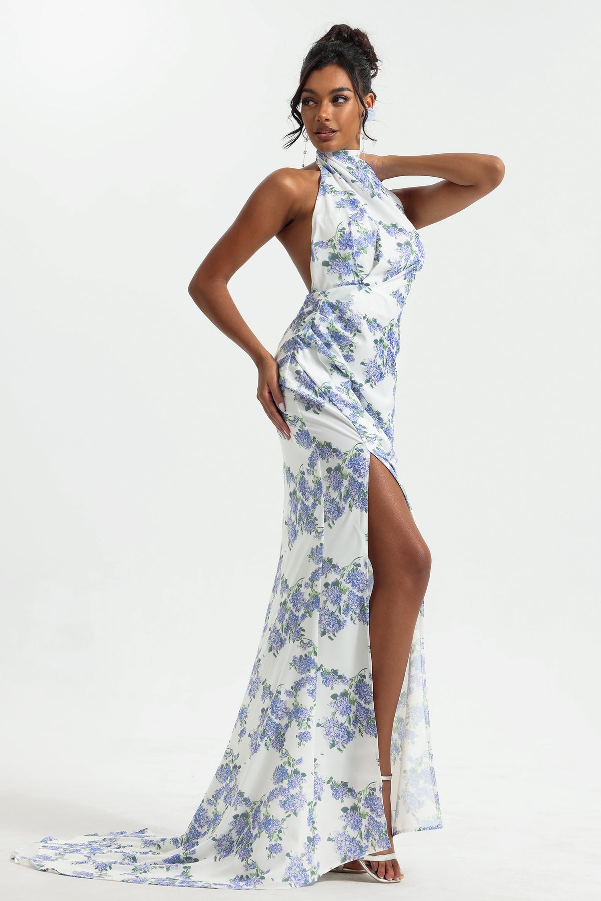 Halter Neck Split Maxi Dress