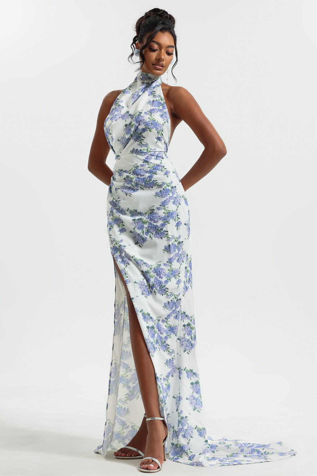 Halter Neck Split Maxi Dress