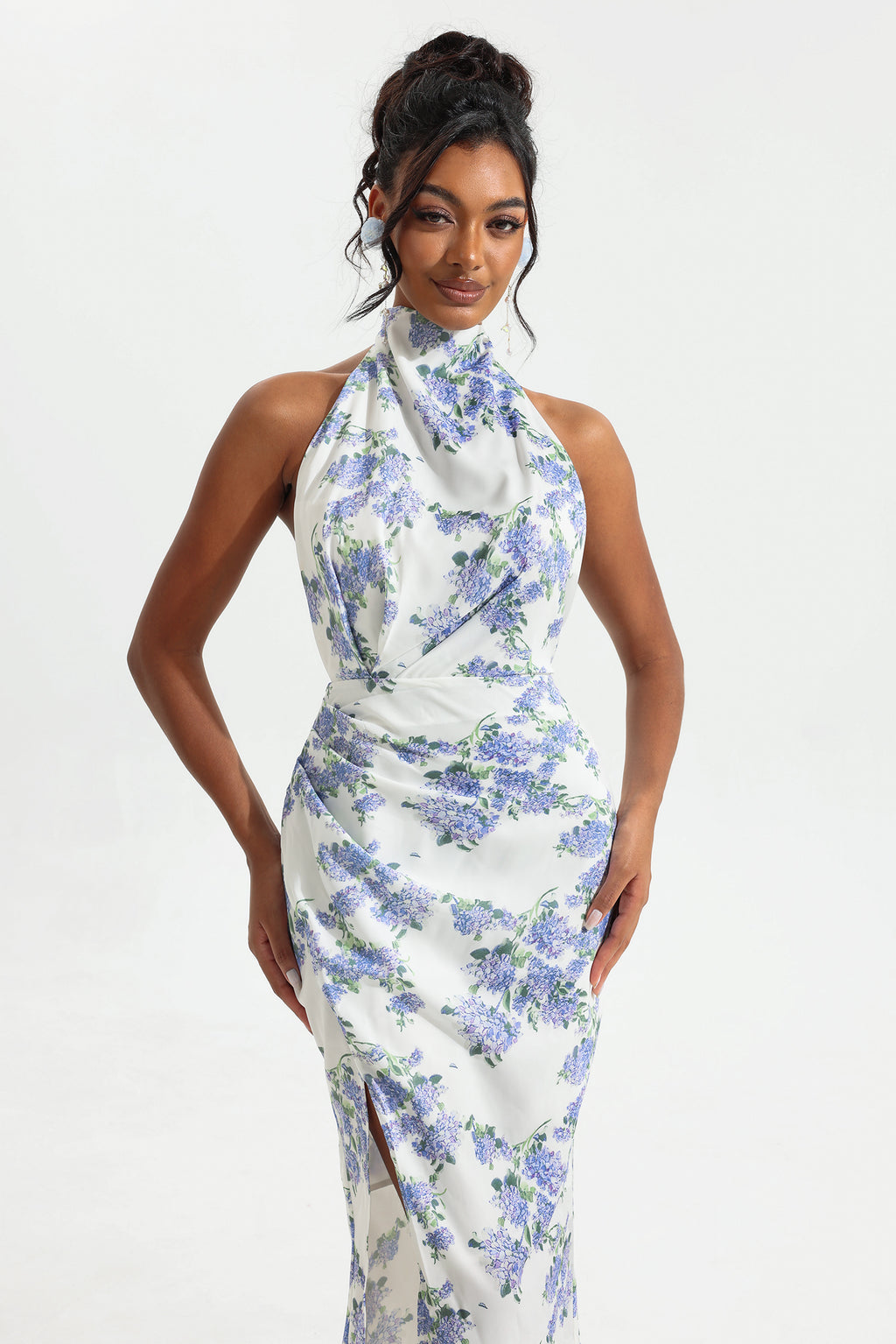 Halter Neck Split Maxi Dress
