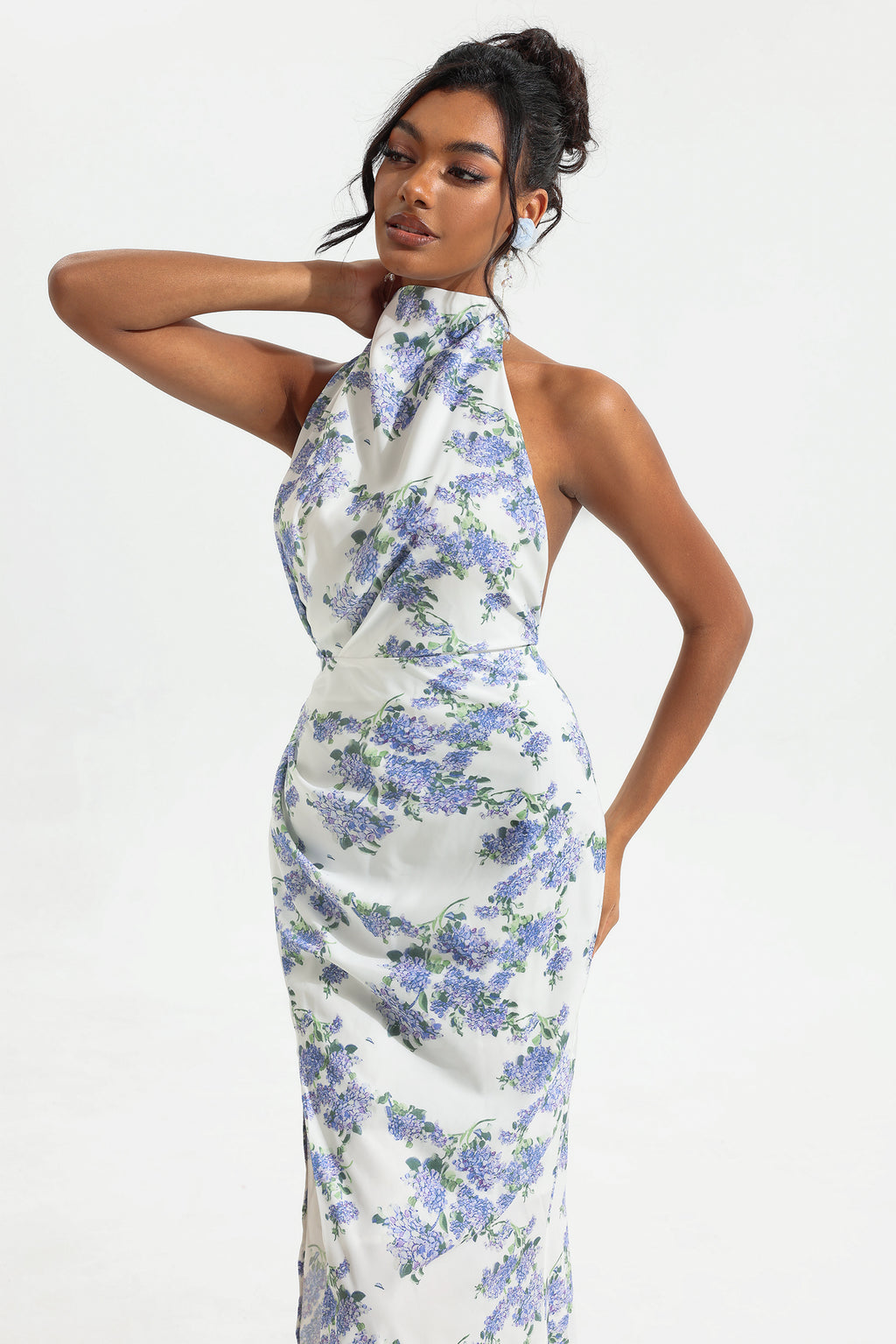 Halter Neck Split Maxi Dress