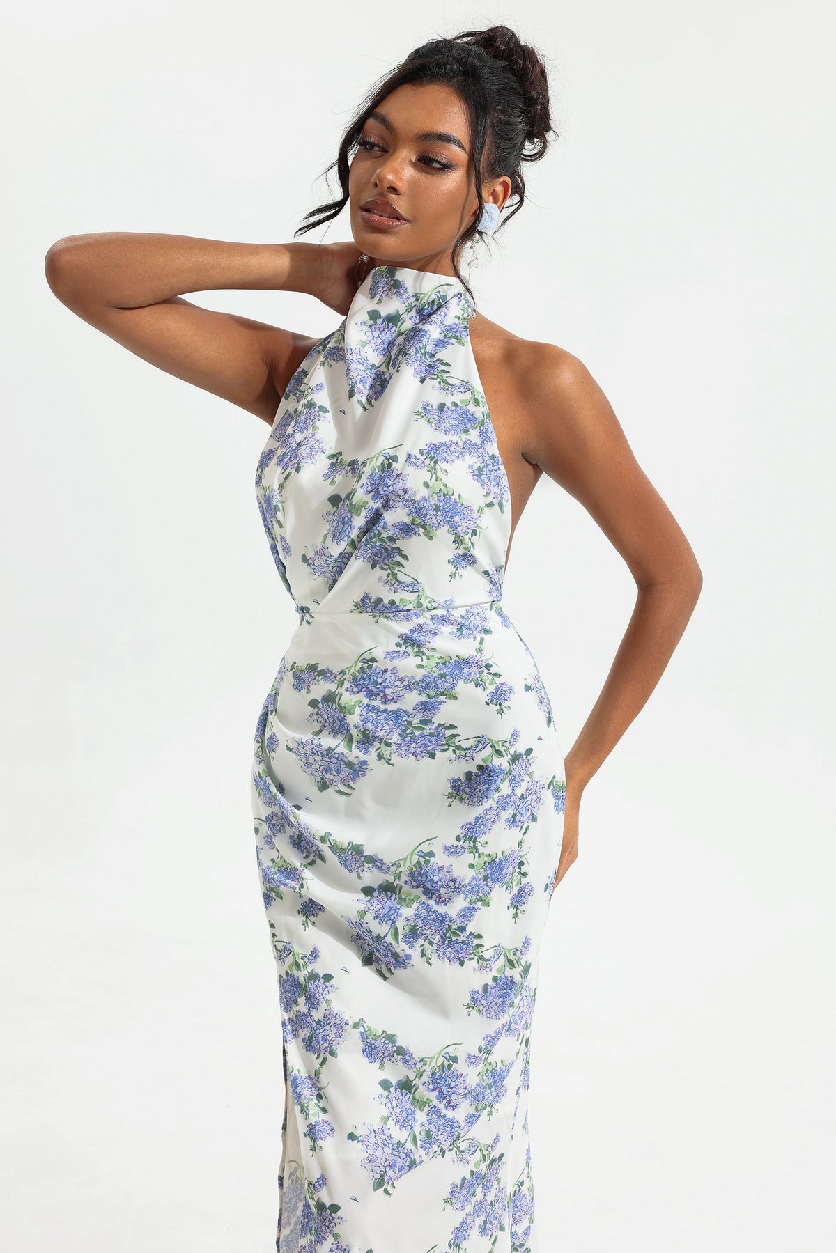 Halter Neck Split Maxi Dress