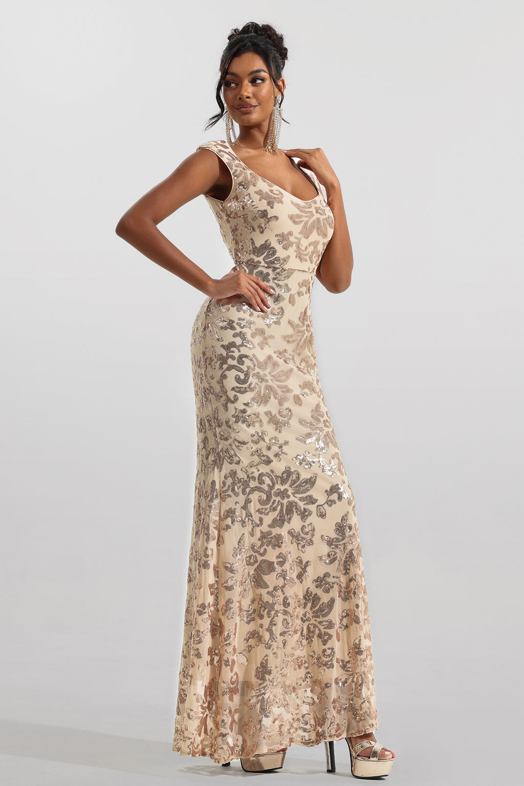 Sequin Sleeveless Maxi Dress