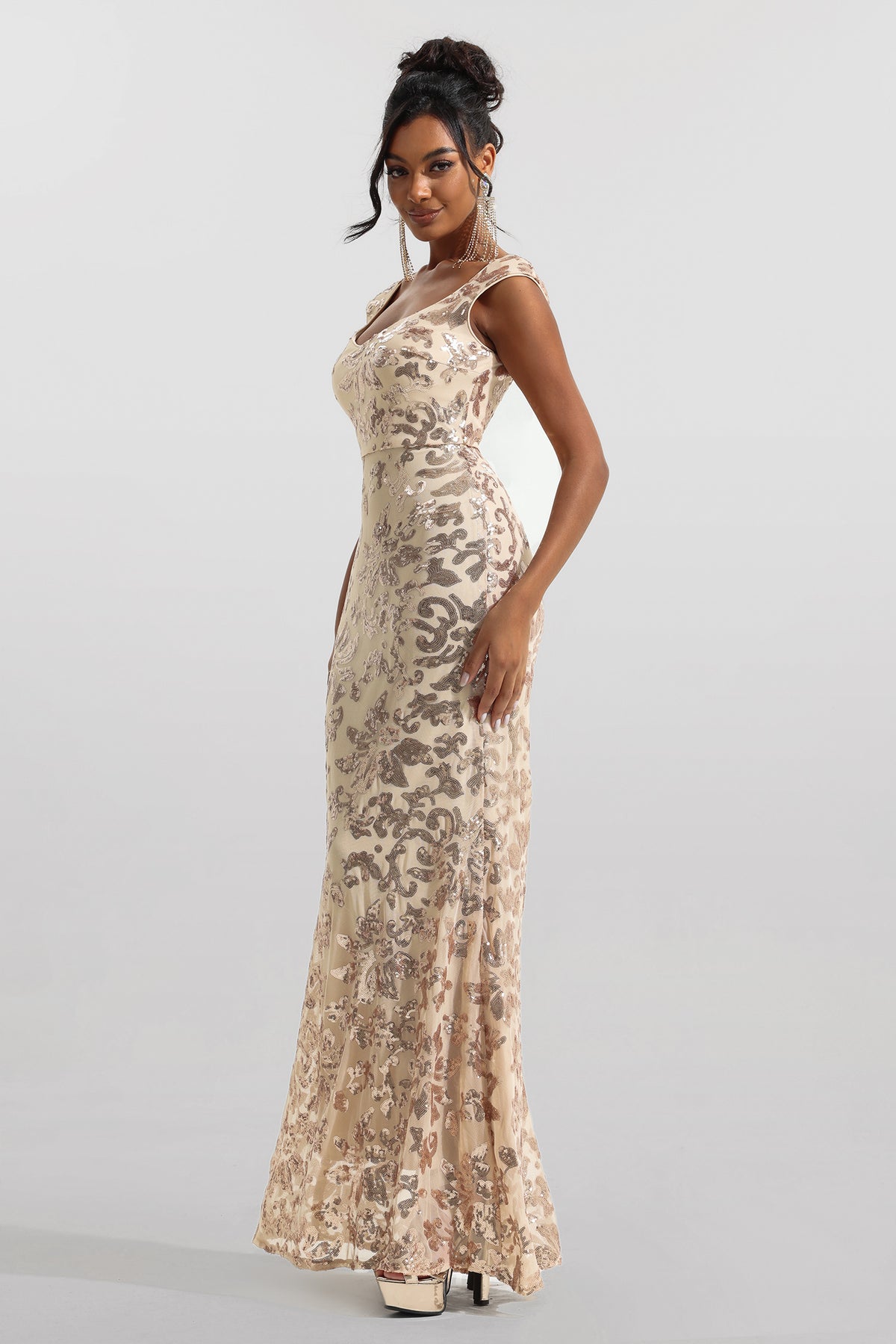 Sequin Sleeveless Maxi Dress