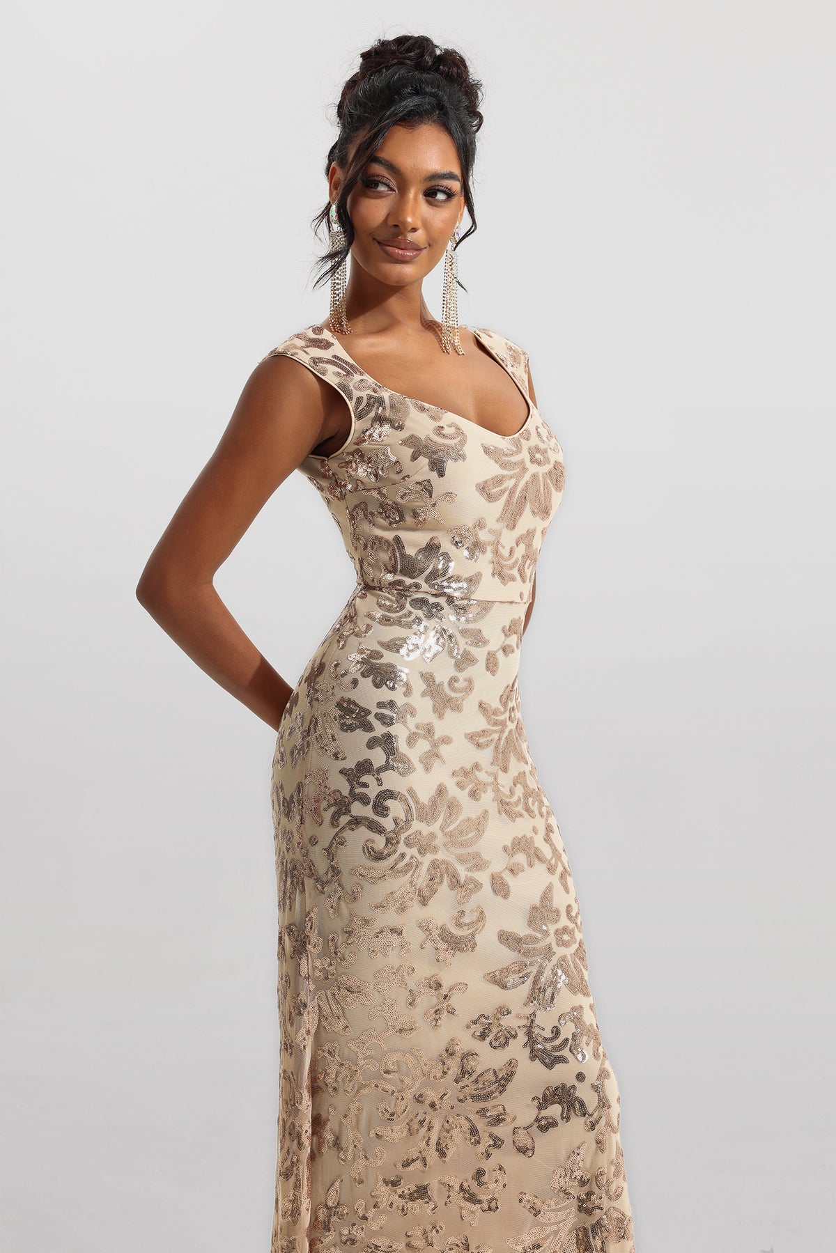 Sequin Sleeveless Maxi Dress
