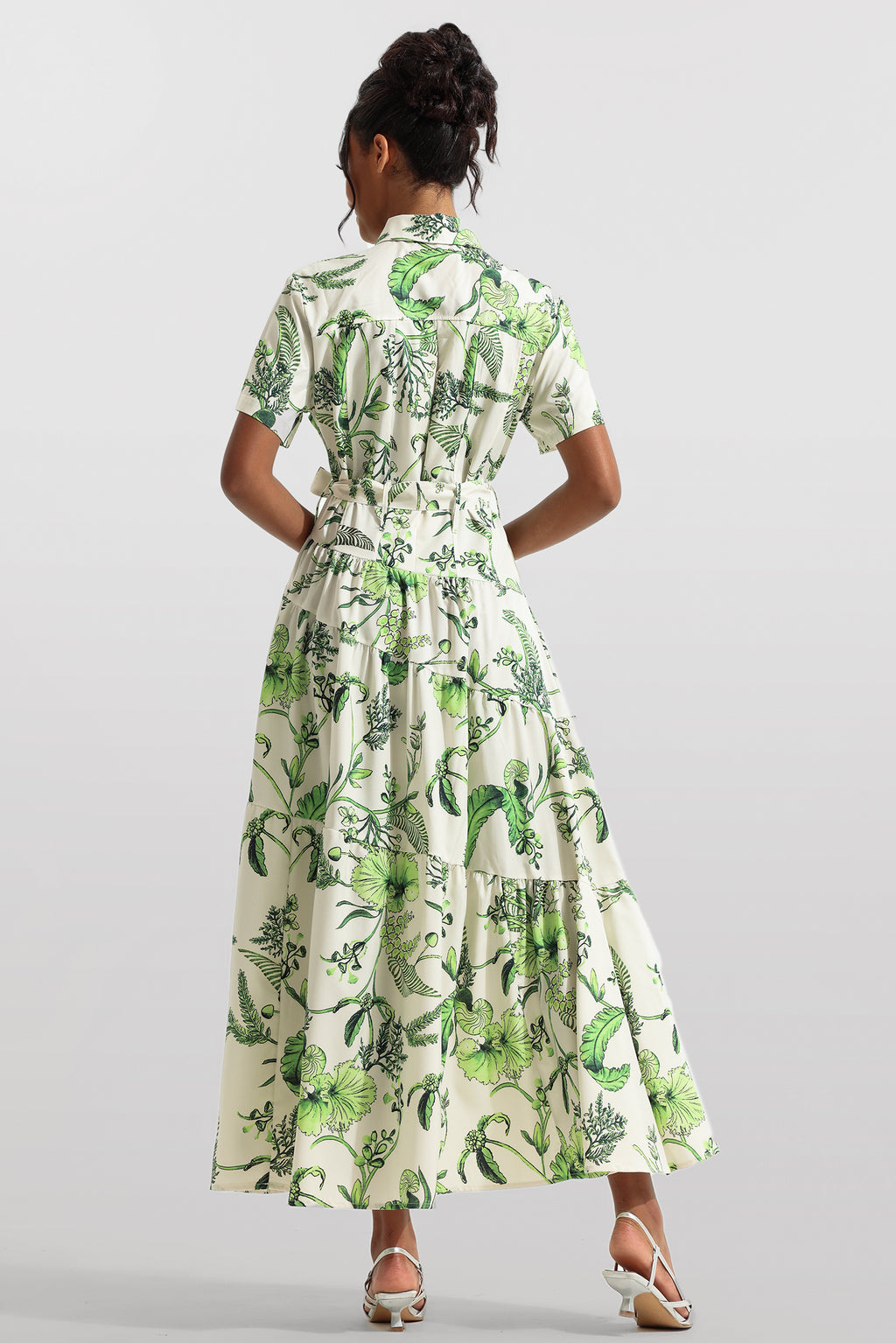 Shirt Collar Single Breasted Midi Dress With Belt