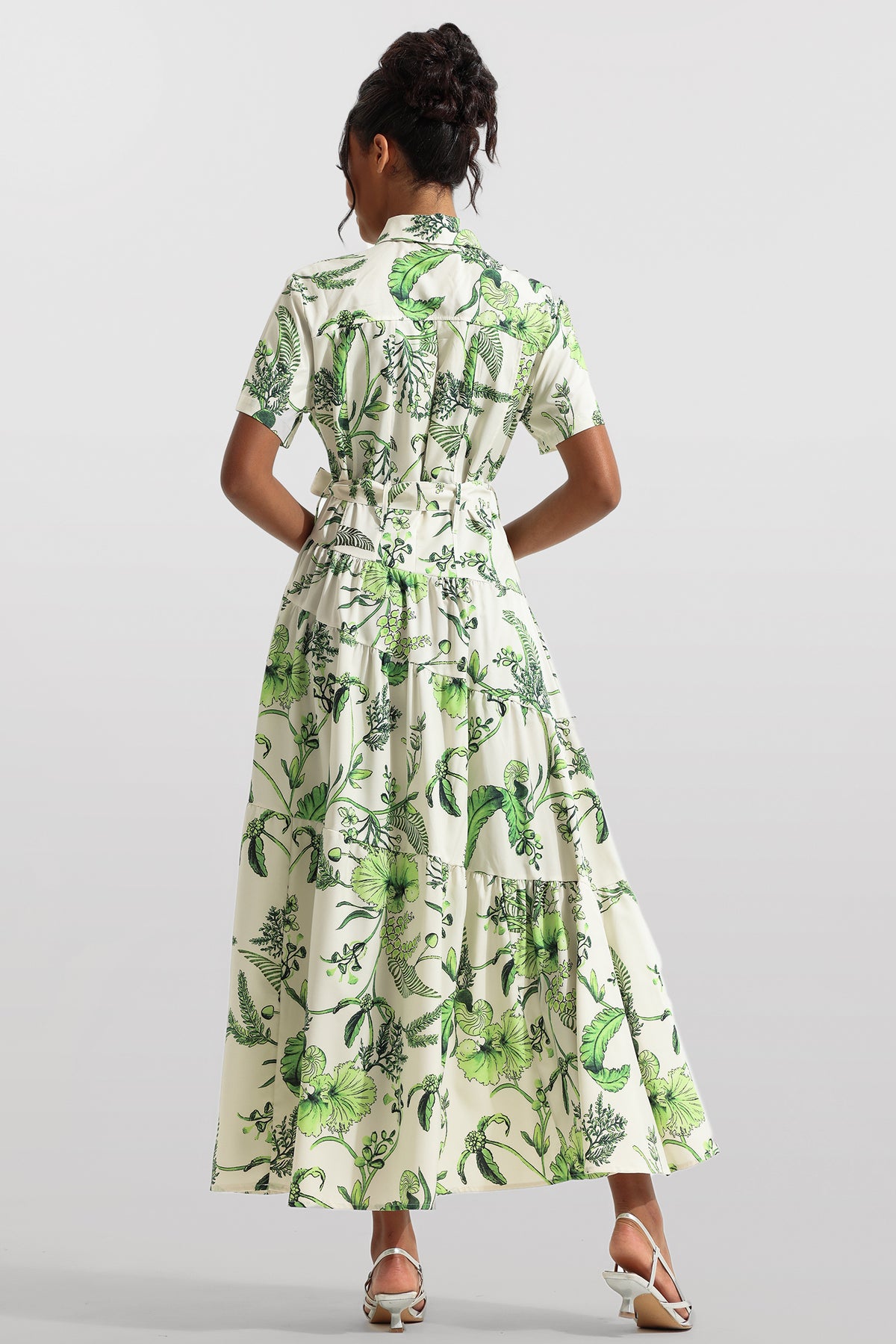 Shirt Collar Single Breasted Midi Dress With Belt