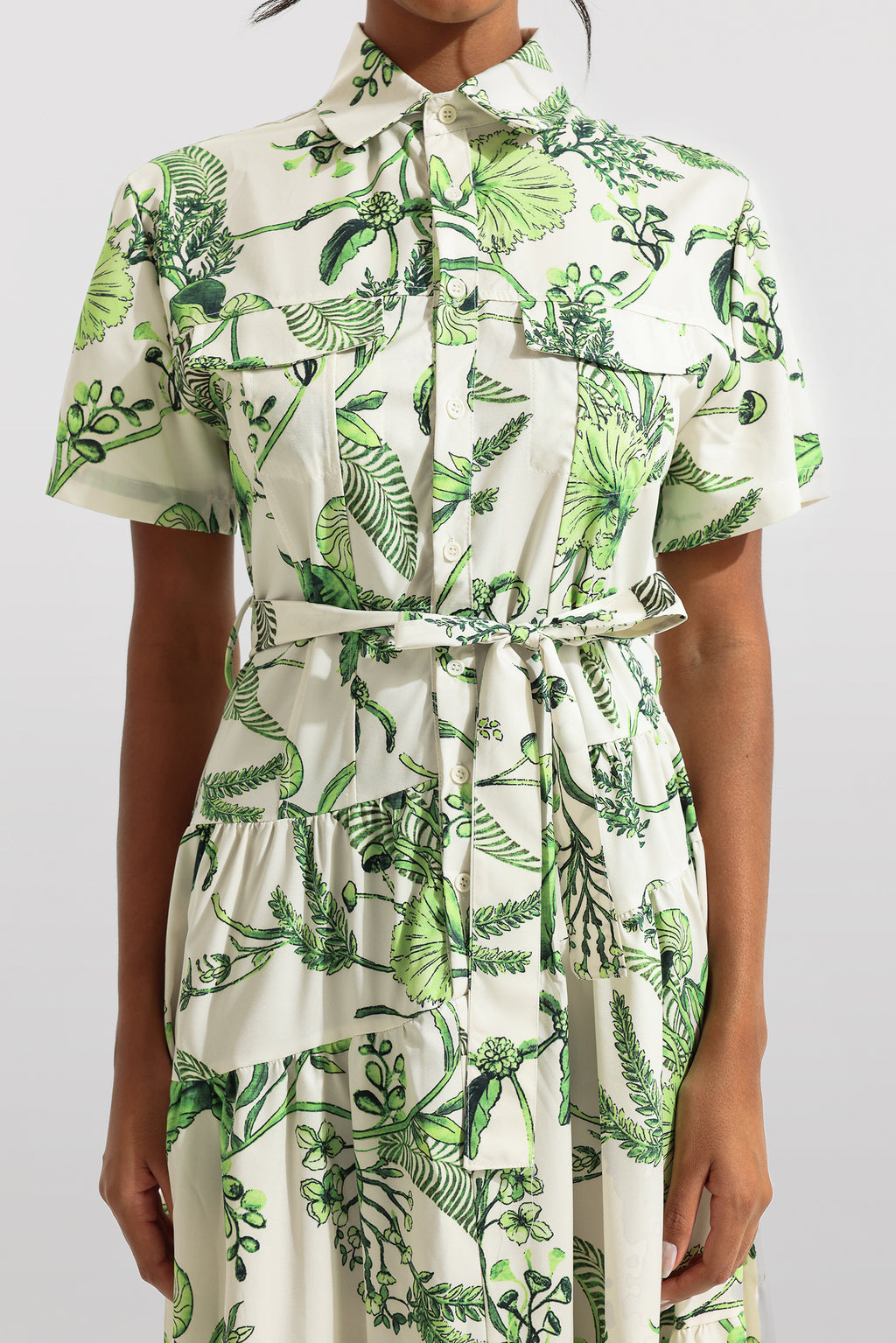 Shirt Collar Single Breasted Midi Dress With Belt