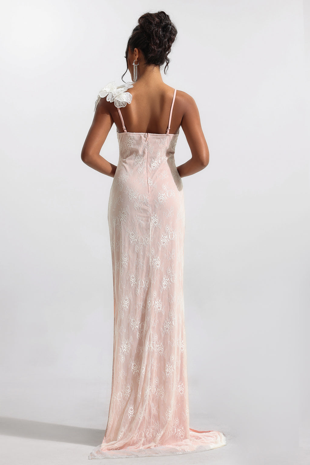 Lace 3d Split Sleeveless Maxi Dress