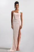 Lace 3d Split Sleeveless Maxi Dress