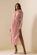 3d Long Sleeve Split Midi Dress