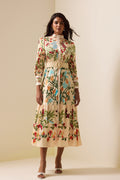 Bottom Lantern Sleeve Midi Dress With Belt