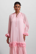 3d Frill Long Sleeve Midi Dress