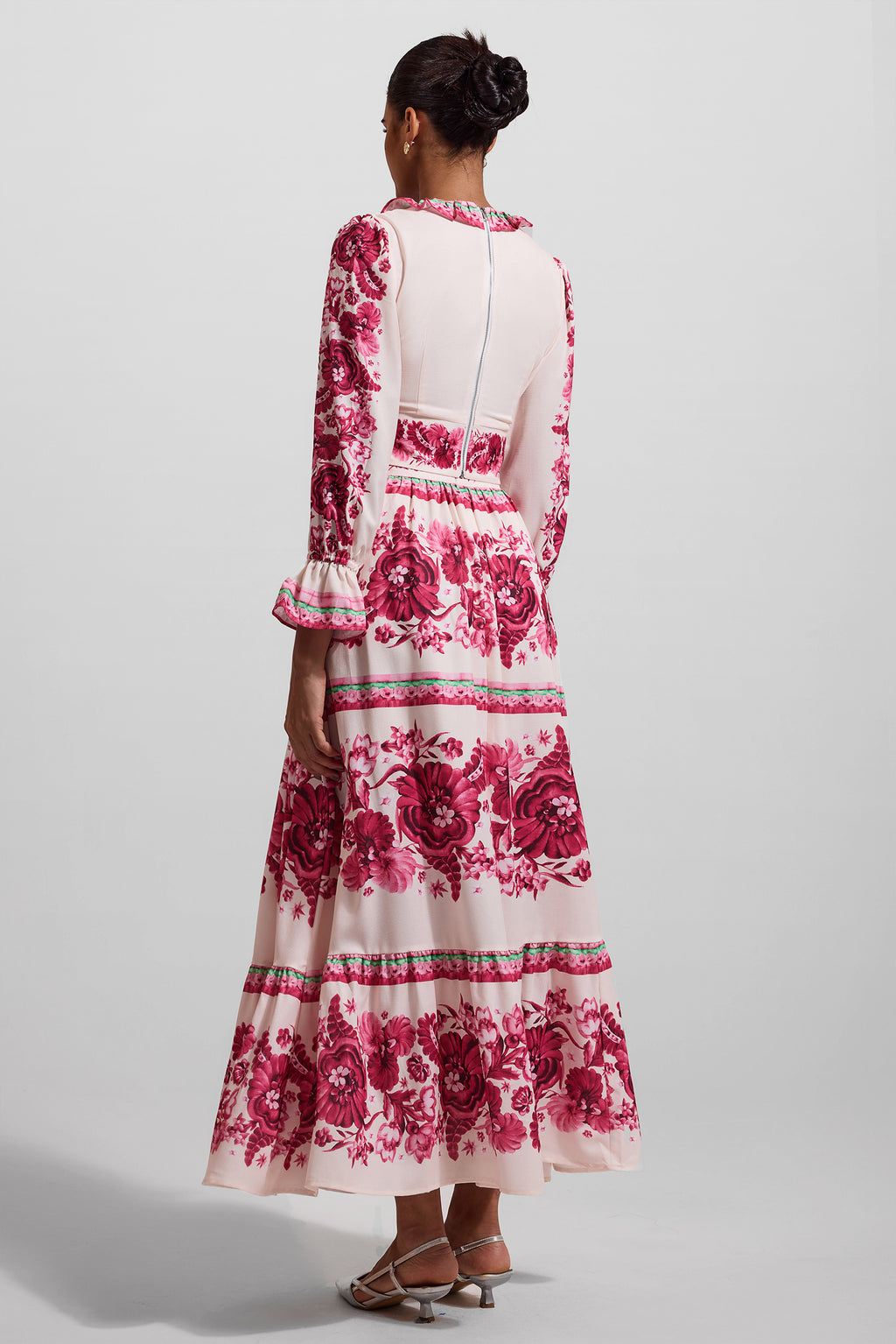 Frill Lantern Sleeve Maxi Dress