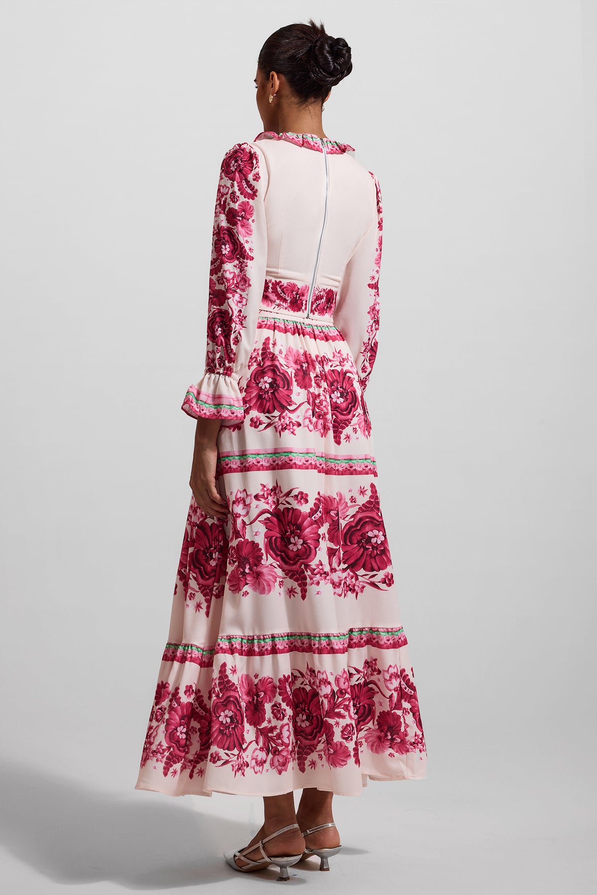 Frill Lantern Sleeve Maxi Dress
