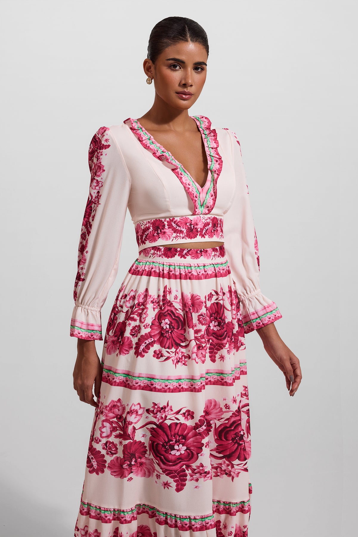 Frill Lantern Sleeve Maxi Dress