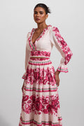 Frill Lantern Sleeve Maxi Dress