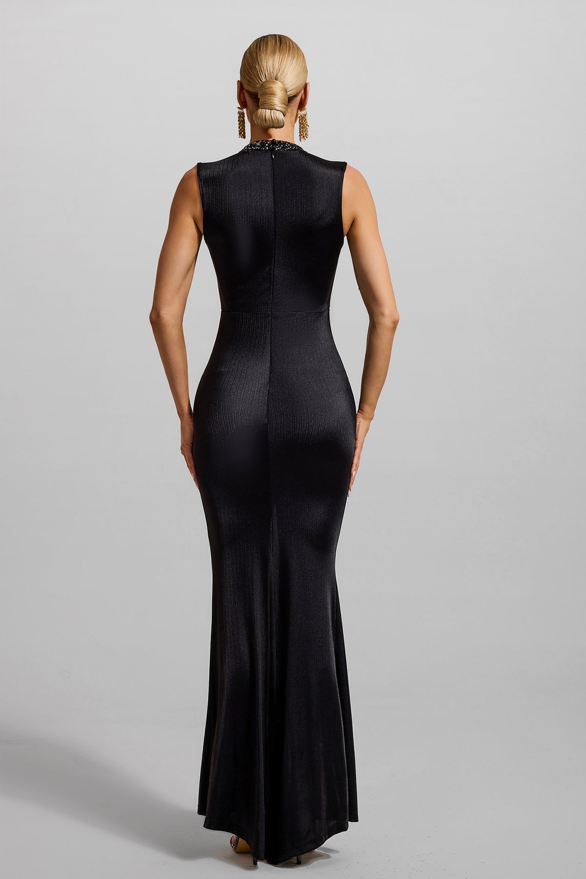 Jersey Sequin Sleeveless Maxi Dress