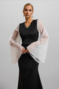 Contrast Color Rhinestone Maxi Dress