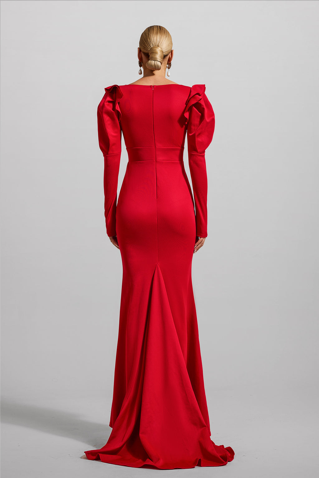Jersey V-neck Frill Maxi Dress