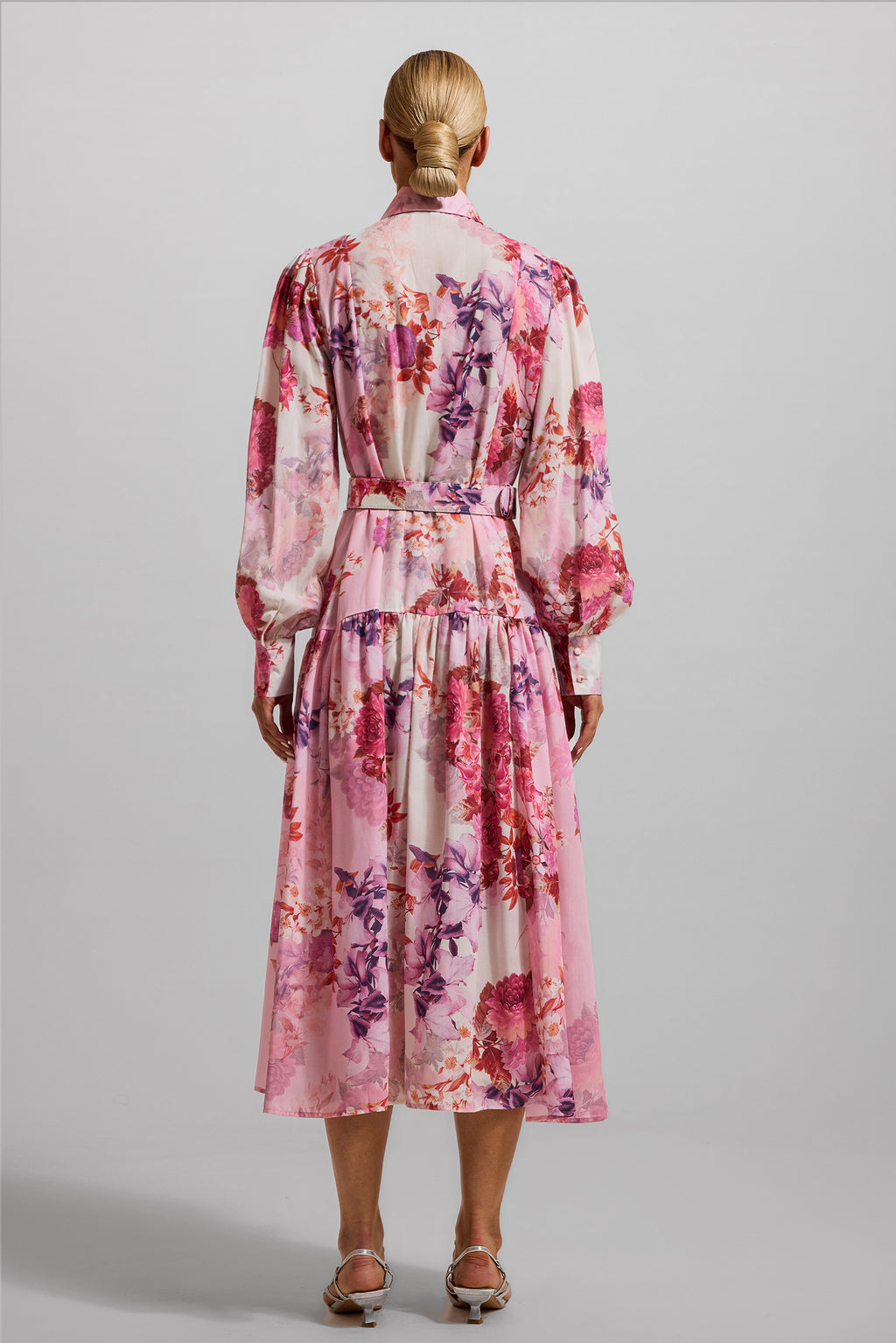 Shirt Collar Midi Dress With Belt