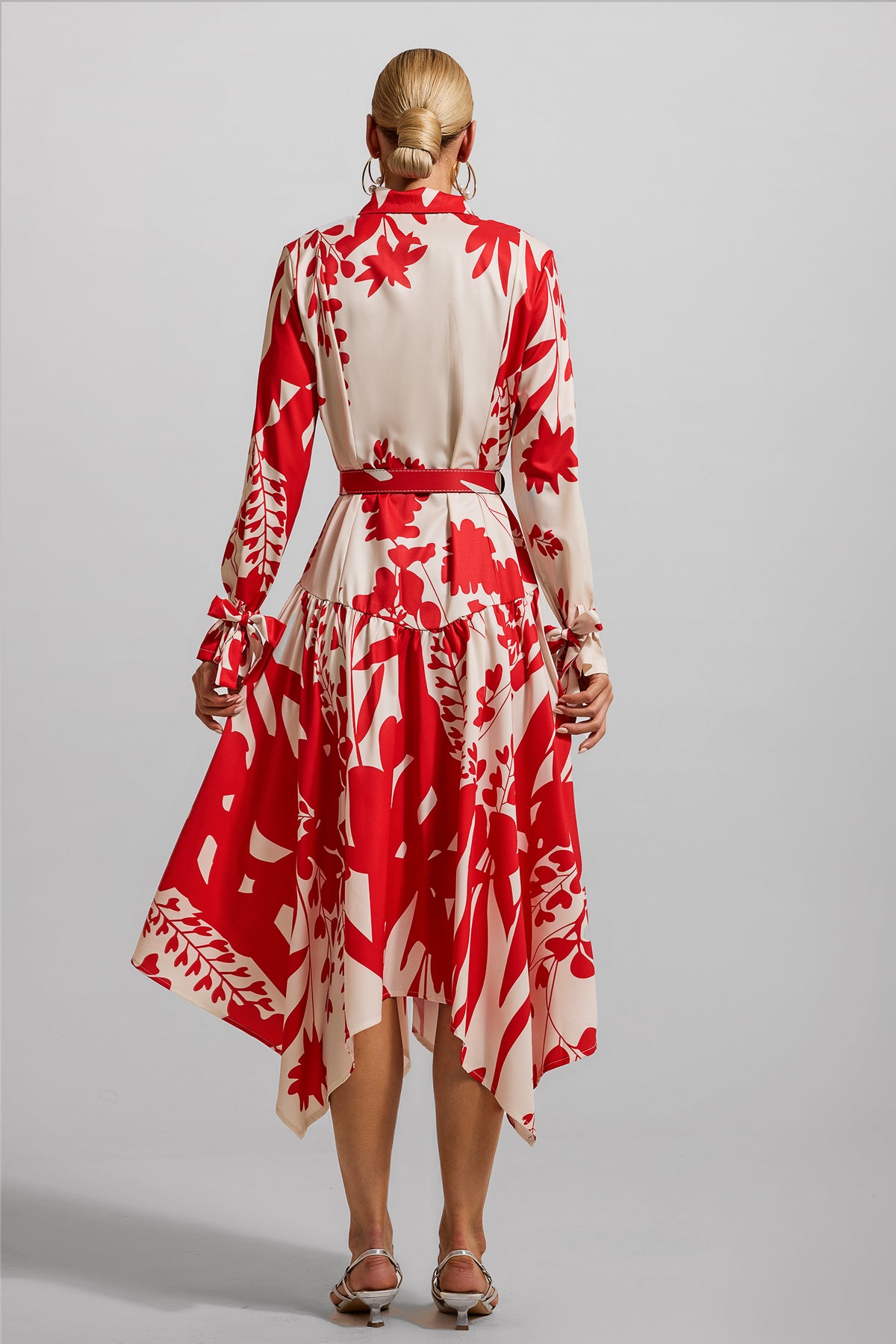 Lace Up Midi Dress With Belt