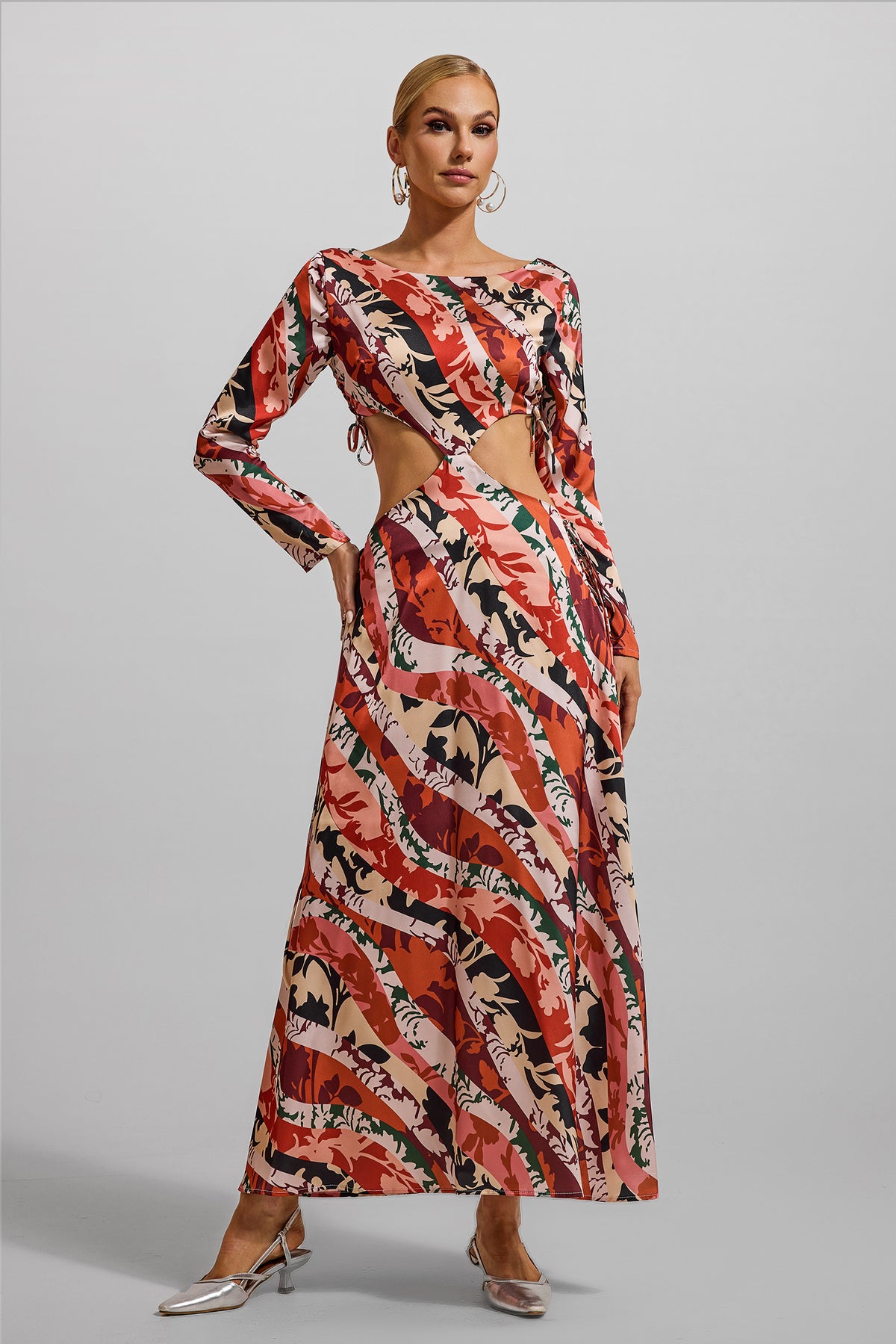Cut-out Long Sleeve Midi Dress