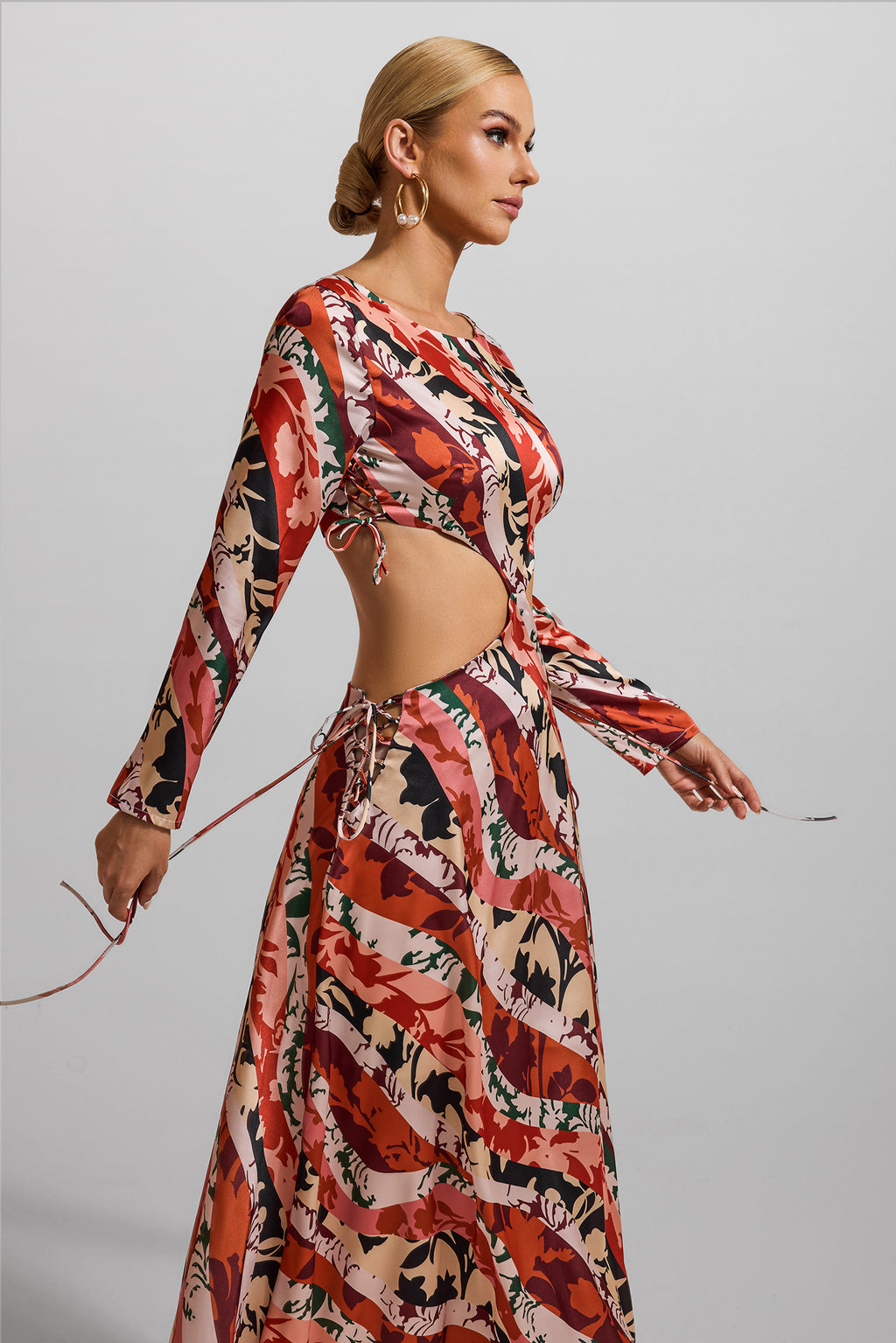 Cut-out Long Sleeve Midi Dress