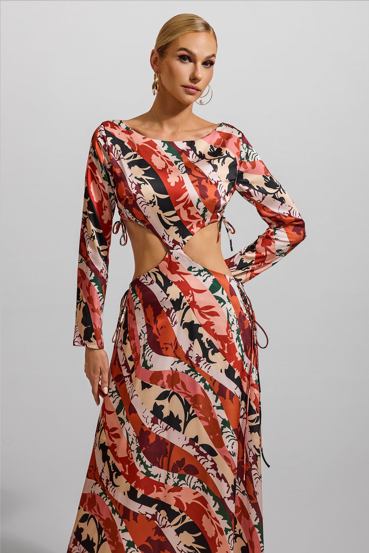 Cut-out Long Sleeve Midi Dress