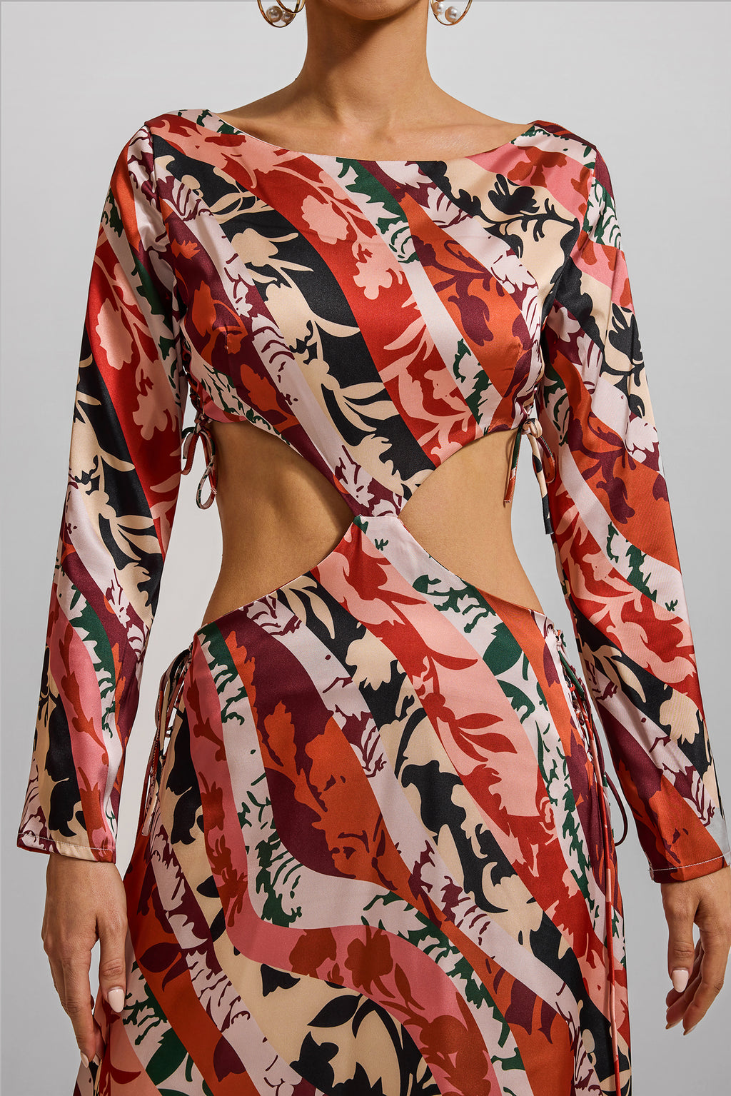 Cut-out Long Sleeve Midi Dress