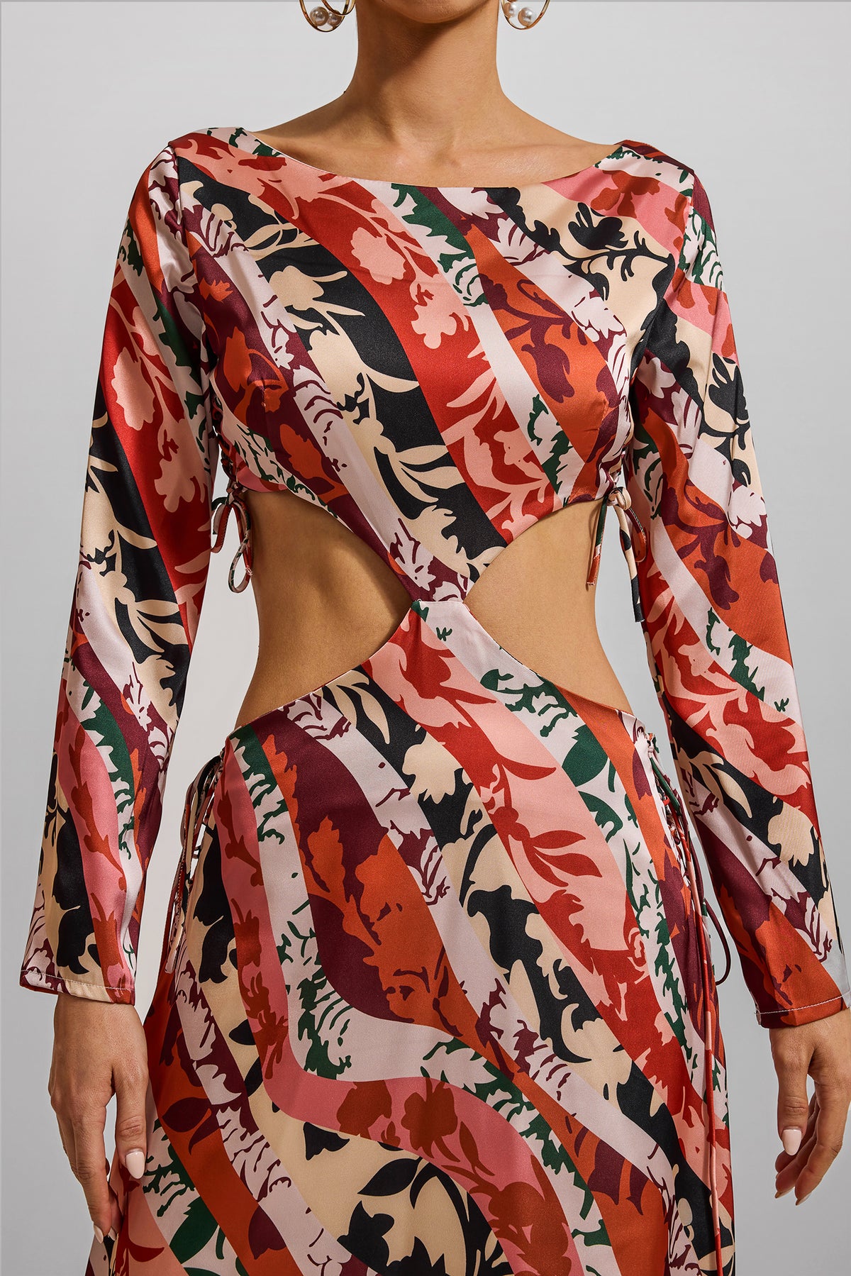 Cut-out Long Sleeve Midi Dress