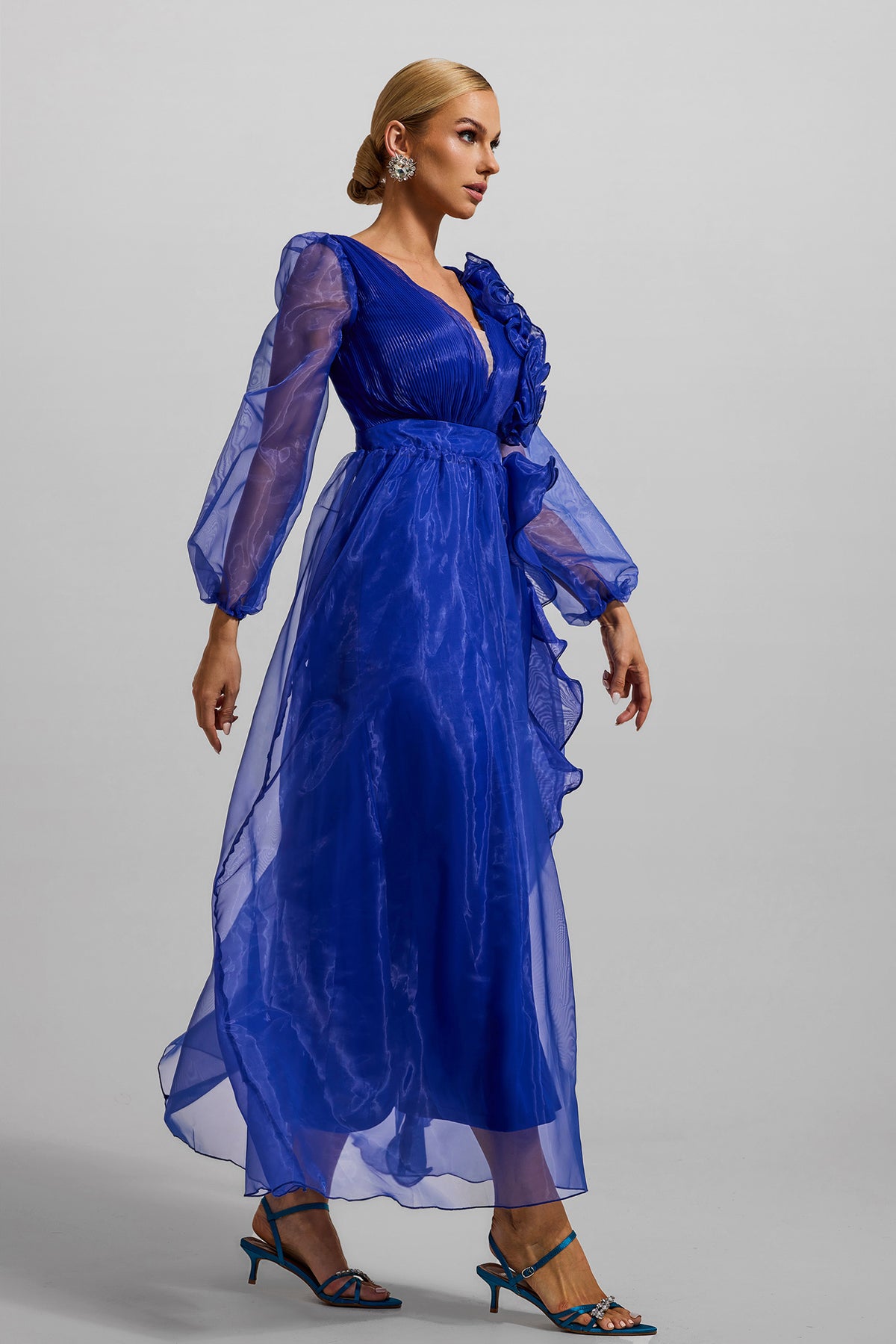 Frill Pleat Large Hemline Maxi Dress
