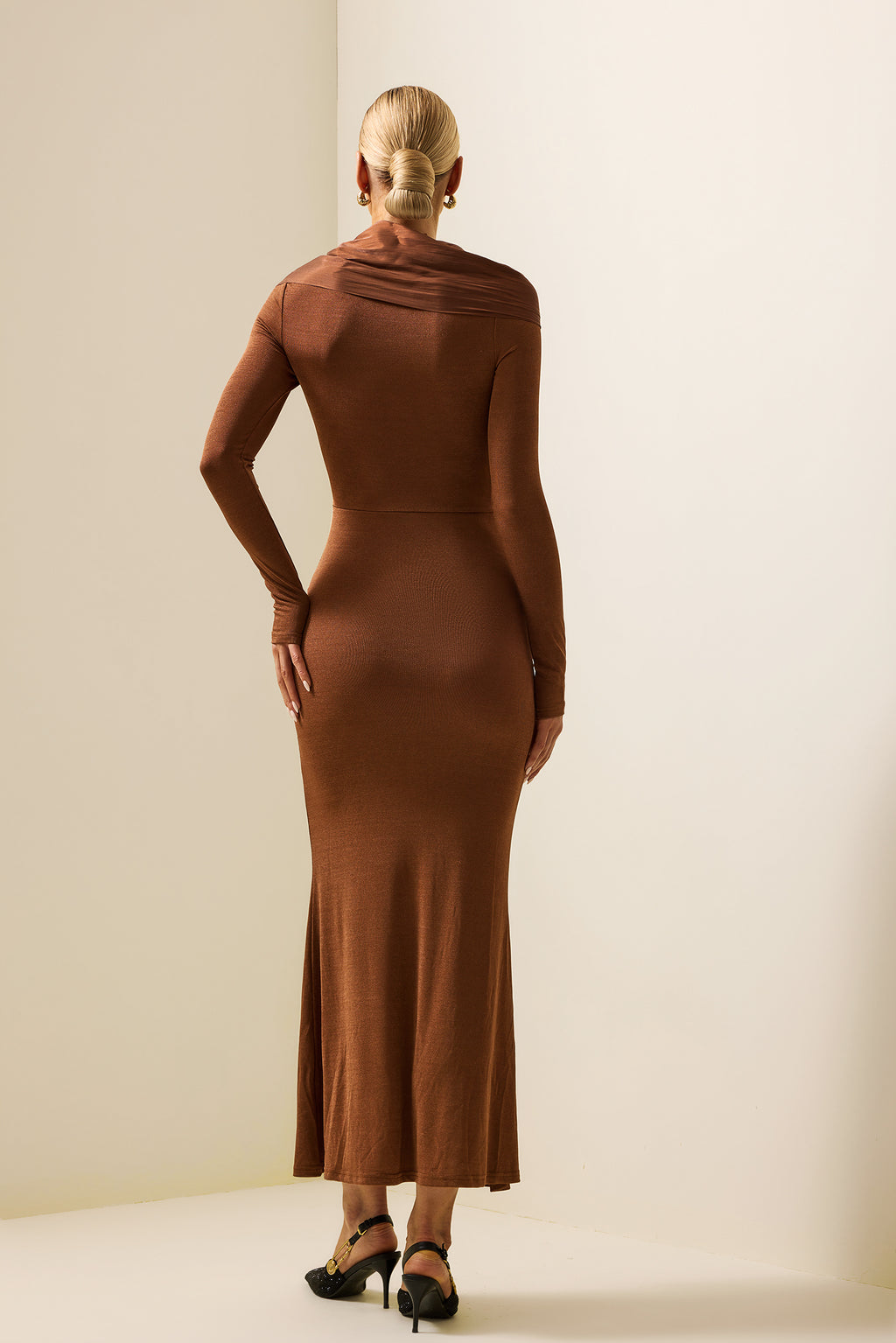 Jersey Long Sleeve Midi Dress