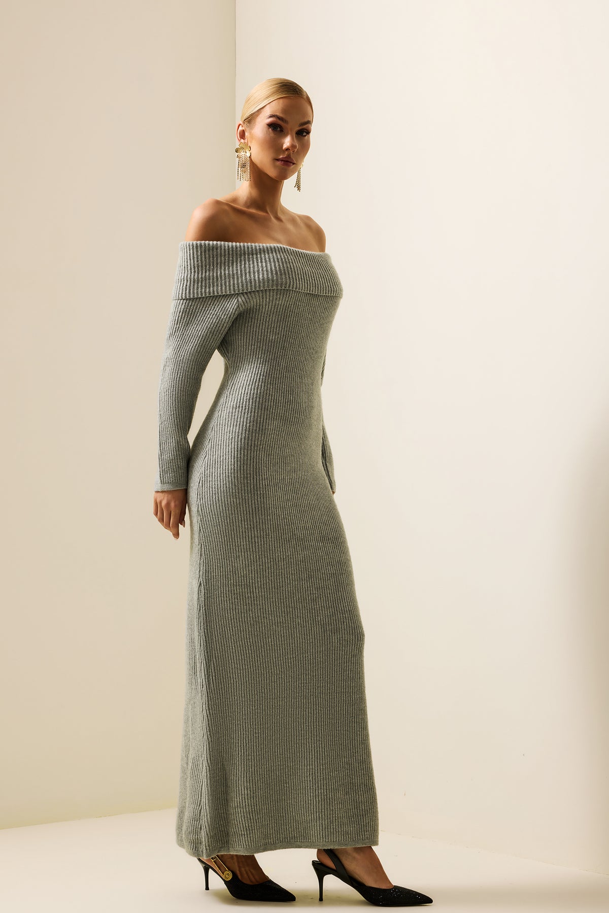 Jersey Off-shoulder Maxi Dress