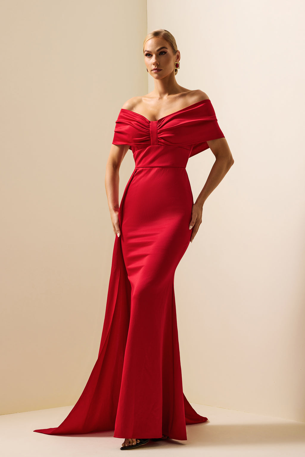 Jersey Off-shoulder Maxi Dress