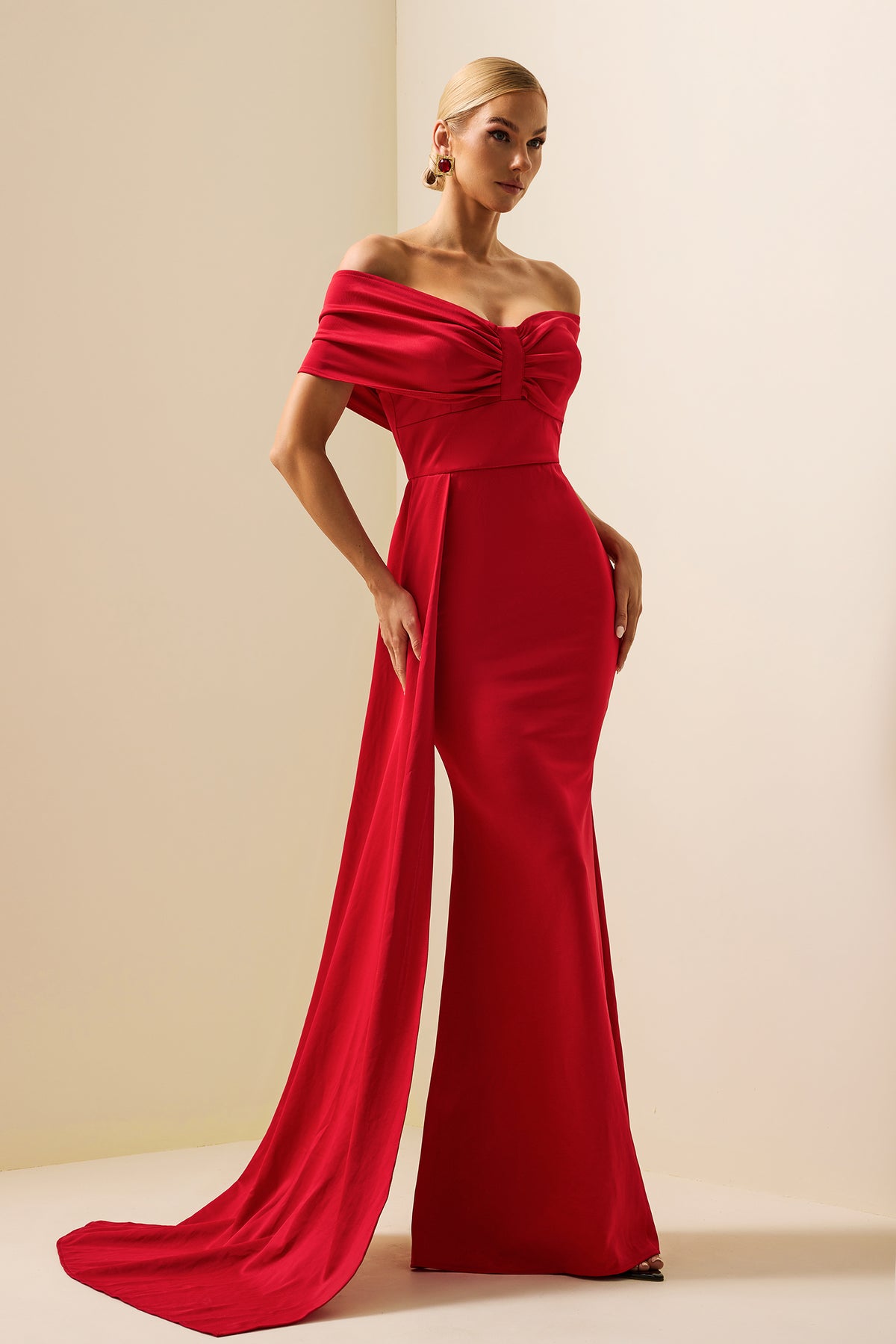 Jersey Off-shoulder Maxi Dress