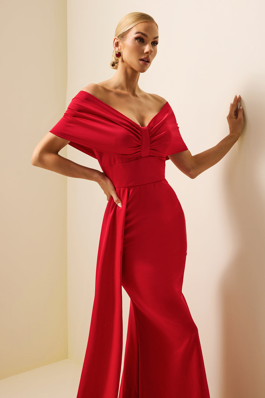 Jersey Off-shoulder Maxi Dress