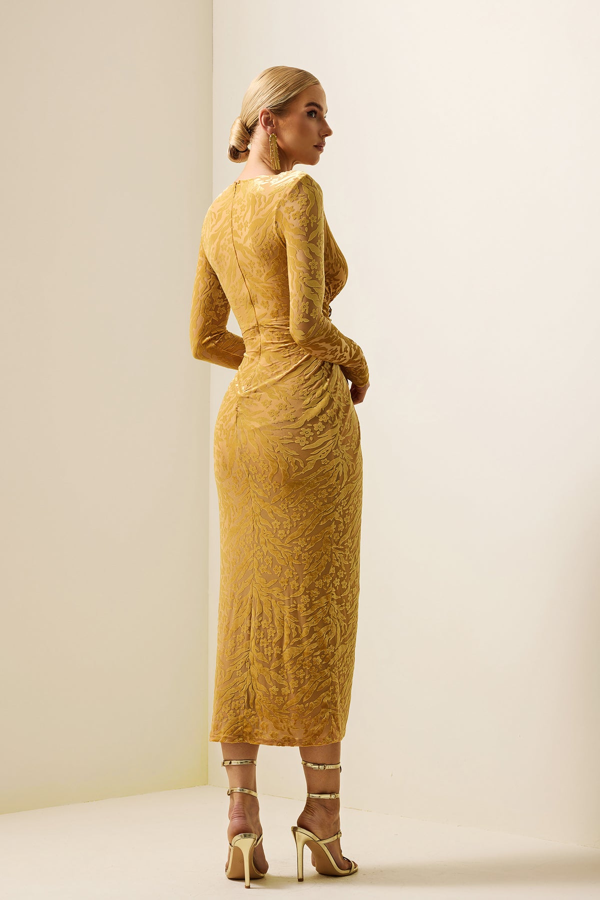 Velvet Burn Out Knotted Midi Dress
