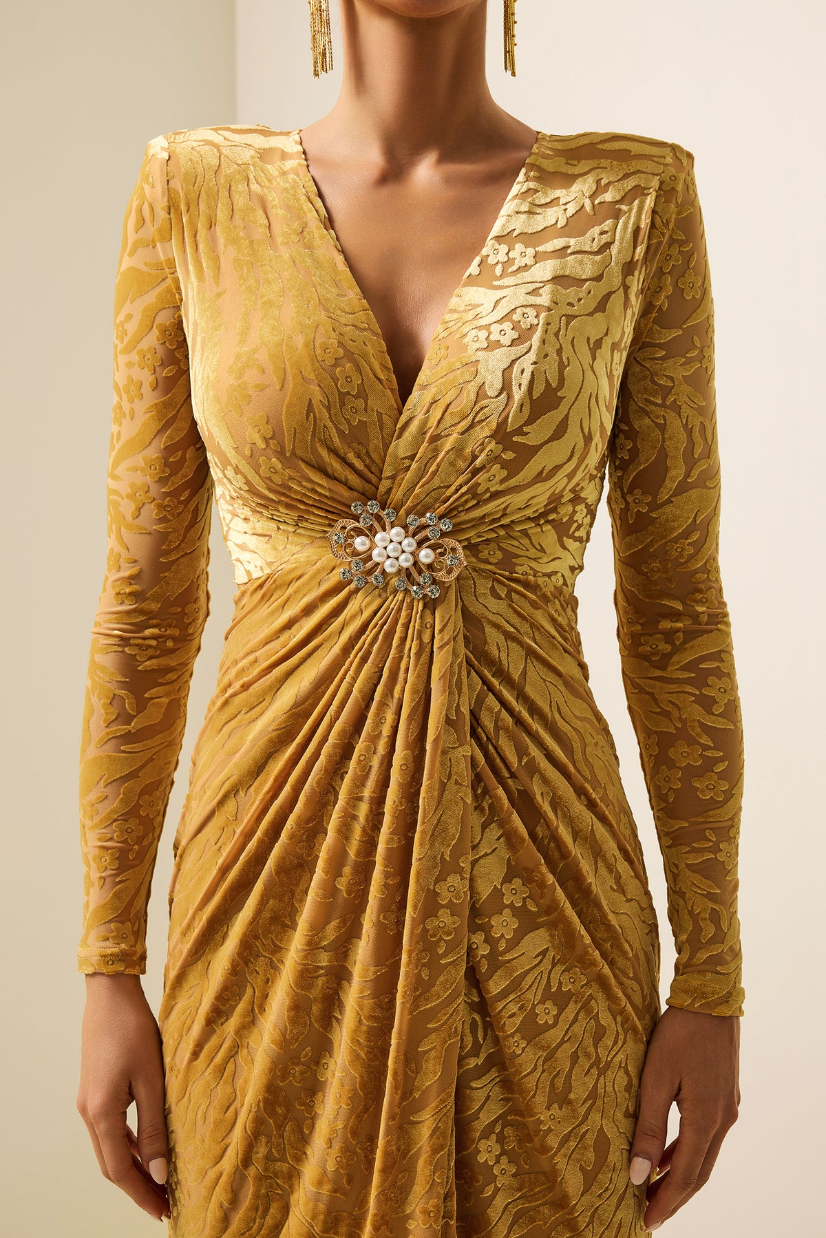 Velvet Burn Out Knotted Midi Dress