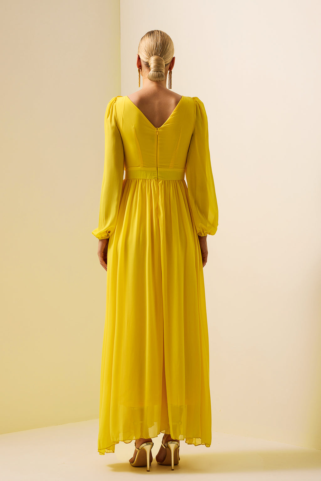 Lantern Sleeve Frill Maxi Dress
